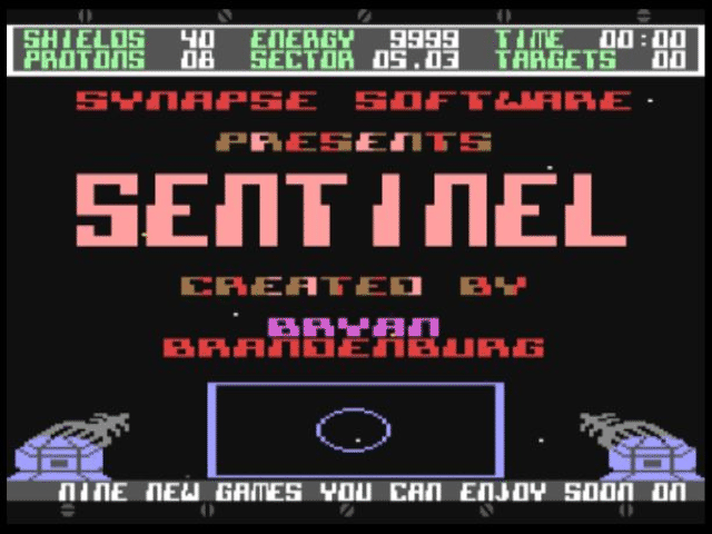 The Sentinel title screen for Commodore 64